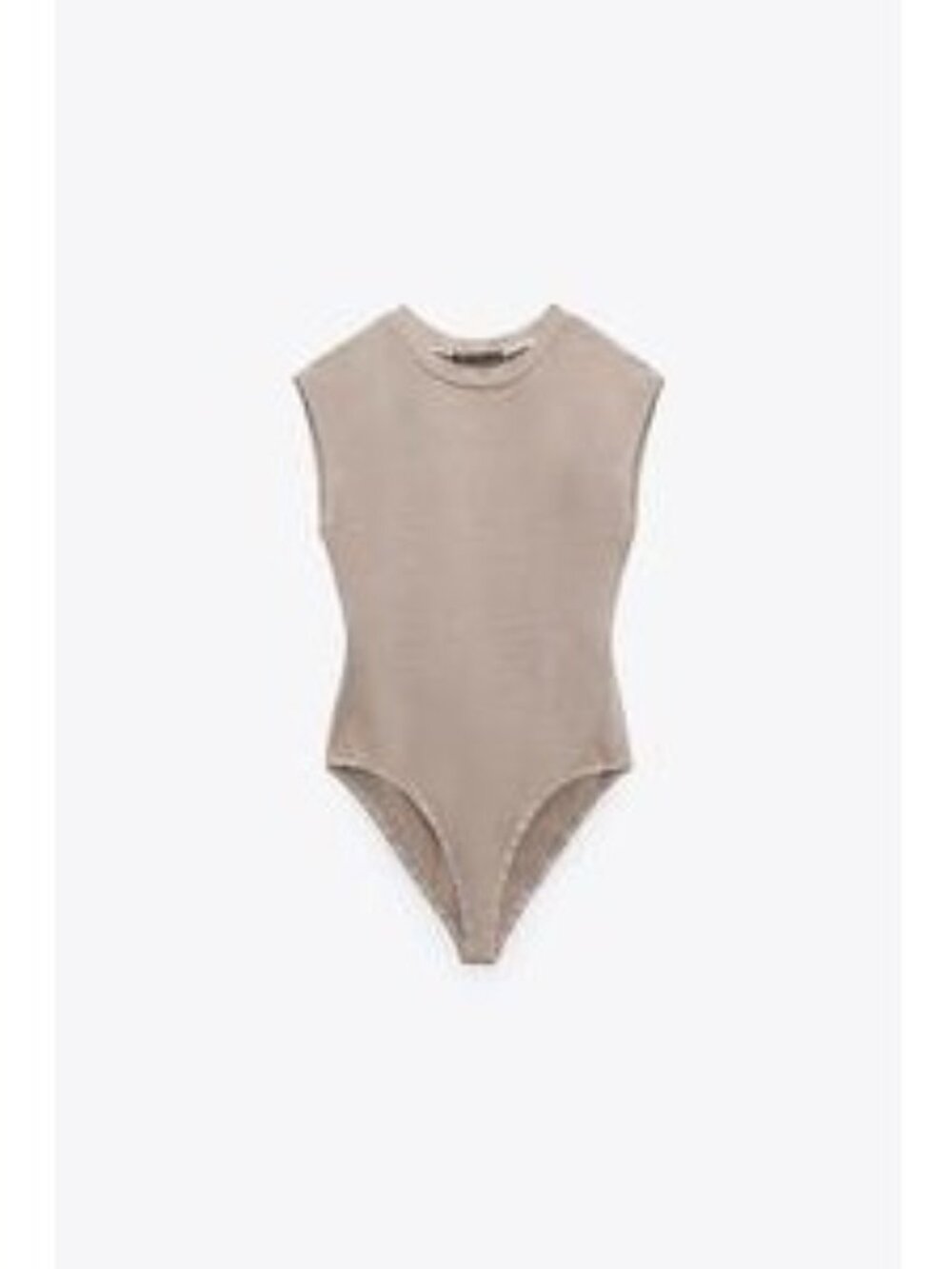 Zara Washed Effect Sleeveless Sand Bodysuit Cotton Blend